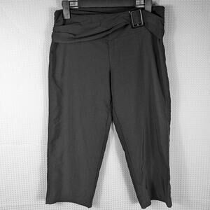 Valia 7/8 Black Cropped Dress Pants Women Belted Waist Canada Stretch Office